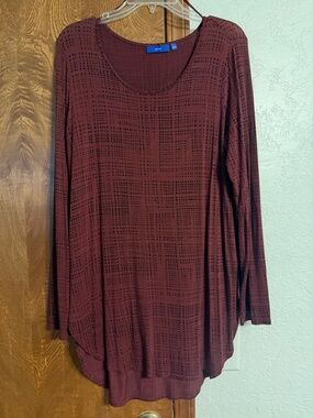 Apt. 9 Women's Long Sleeve Scoop Neck Tunic - Wine